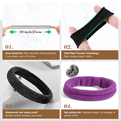 120PCS Black Hair Ties, Seamless Hair Ties No Damage Ponytail Holders pony tails hair ties Hair Band Elastics Hair Accessories for Women Girls(Mul...