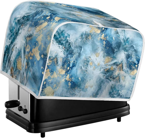 ZDCUSTOM Blue Marble Toaster Cover Dust for Kitchen, Quilted 4 Slice Toaster Appliance Dustproof Fingerprint Protectors and Greasy Protection Anti...