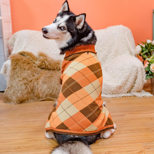 Dog Sweater Pet Knitted Clothes - Classic Plaid Pull Over Turtleneck Dog Sweaters with Leash Hole Warm Dogs Winter Clothing for Small Medium Dogs ...