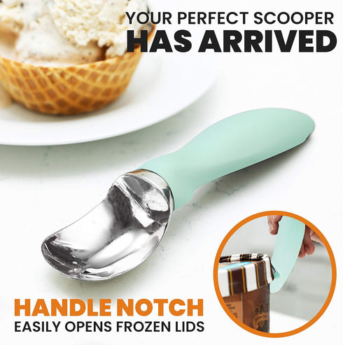 Spring Chef Stainless Steel Ice Cream Scoop - Dishwasher Safe Metal Ice Cream Scooper, Heavy Duty Kitchen Tool with Soft Grip Anti-Freeze Handle, ...