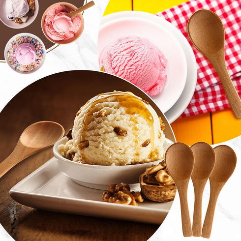 Boao 50 Pcs Small Wooden Spoons, 3.5'' L, Mini Wood Natural Tiny Spoons Wooden Little Teaspoons for Jars Sugar Creamer Honey Spices Salt Kitchen S...