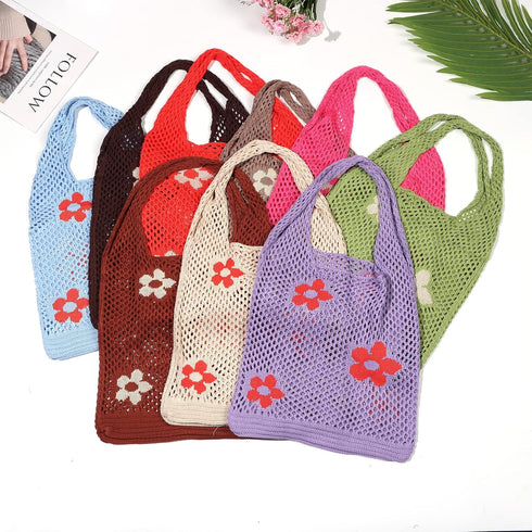 Ovida Crochet Tote Bag Mesh Beach Bag Fairycore Hobo Bag Fairy Grunge Aesthetic Shoulder Bag Y2k Purse for Women Girls...