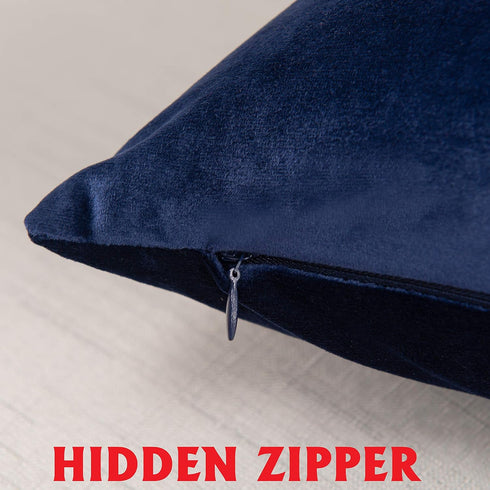 Elegant Comfort Pack of 2, Velvet Soft Solid Decorative Square Throw Pillow Covers Set Cushion Case for Sofa Bedroom Car, 18 x 18, Navy Blue...