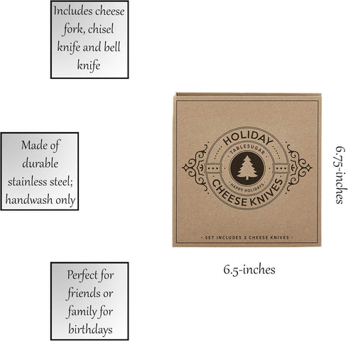 Santa Barbara Design Studio Gift Set Kitchen Essentials Holiday Collection Kraft Cardboard Book Gift Box, 3-Pieces, Cheese Knives...