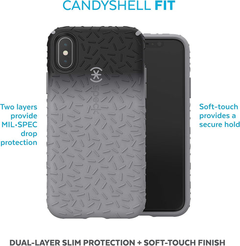 Speck Products CandyShell Fit iPhone XS/iPhone X Case, Black Ombre Gunmetal/Gunmetal Grey...