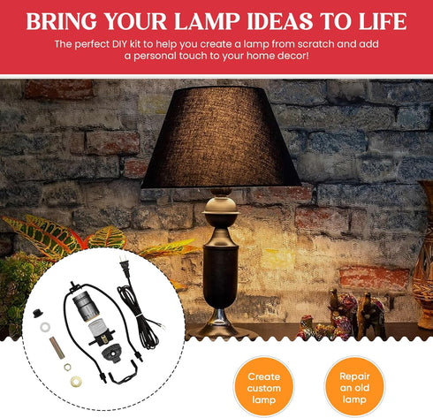 Creative Hobbies ML93HK Black Finish Make-A-Lamp Kit with All Parts Needed and Instructions for DIY Lamp Design or Repair...