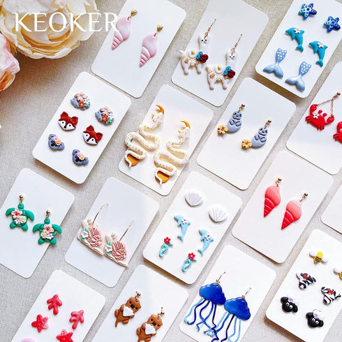 Keoker Polymer Clay Cutters, Ocean Clay Cutters for Polymer Clay Jewelry, 12 Shapes Sea Life Clay Earring Cutters, Small Earring Cutters for Polym...