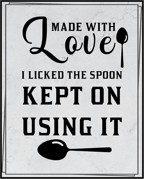 Posterizer 1 pcs-Kitchen Print-Funny Quotes-I licked the spoon-Kitchen & Bar Art-Comedy Art-Art Poster Print for Home, Office, Store, Bar- unframe...
