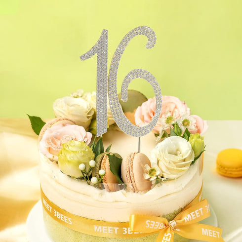 16 Cake Topper Gold Metal Cake Toppers for 16th Birthday or Anniversary Party Cake Decor...