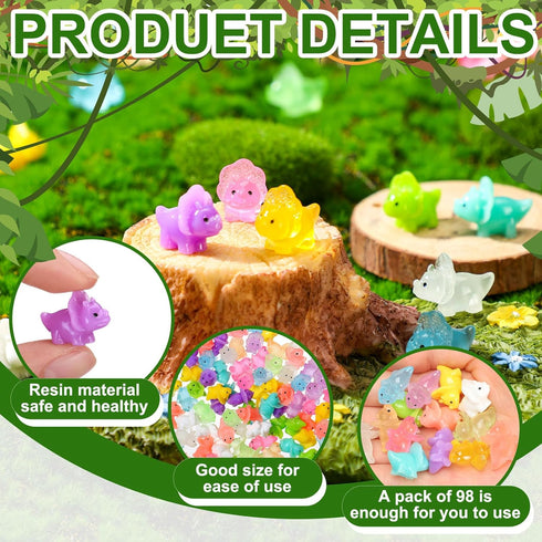 Liliful 98 Pcs Mini Resin Dinosaur Figures Small Dinosaur Tiny Dinosaur for Mini Garden Micro Landscape Aquarium Home Decoration Dinosaur Outdoor ...