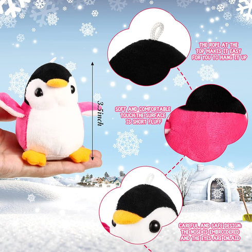 12 Pieces Christmas Mini Plush Penguin Stuffed Toys Animal, Cute Small Baby Penguin Stuffed Doll Keyholder Bag Pendant Christmas Birthday Party Fa...