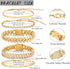 Gold Bracelets for Women, 14K Gold Plated Bracelets Sets for Women, 13mm/14mm Cuban Chain Bracelet Layered Link Chain Bracelets Pack Jewelry Full ...