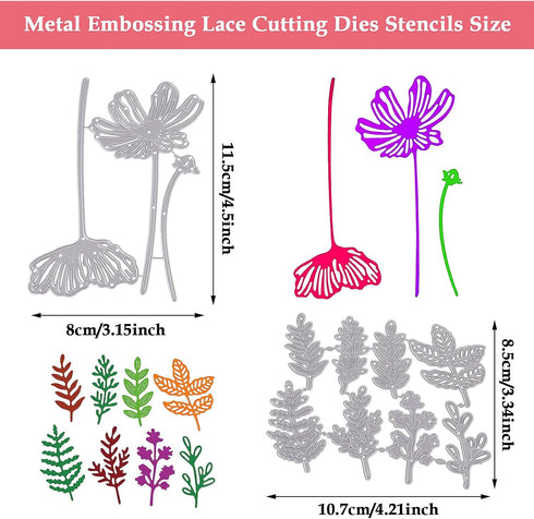 Flower Metal Cutting Dies, 11PCS 3D Flower Die Cuts Flower Leaves Embossing Stencils for Card Making Wildflowers Cutting Die Flower Craft Dies Cut...