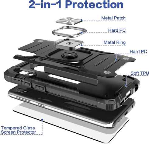for Galaxy A10E Case with Screen Protector,Shockproof Drop Test Slim Fit Cover with Car Mount Kickstand Lightweight Protective Cover for Galaxy A1...