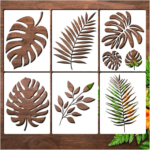 Large Tropical Leaf Stencils for Painting on Wood Wall Reusable 16in Leaves Fern Palm Stencils for Crafts Canvas Furniture Wall Drawing Card Makin...