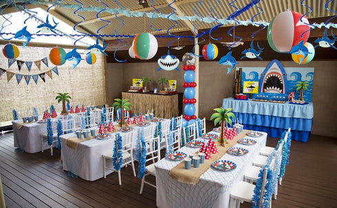 Shark Party Supplies Hanging Swirls Kids Birthday Decorations for Shark Sea Themed Splash Ceiling Foil Ornaments (30 PCS)...