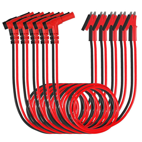 5Pack Multimeter Test Leads Right Angle Banana Plug to Alligator Clip Heavy Duty Silicone Wire 14 Gauge for Electrical Testing 3 Feet/1m...