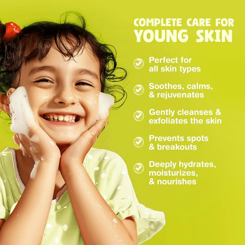 Kids Organic Foaming Face Wash - Natural Skincare for Teen Girls 10-12 - Gentle Facial Cleanser Cream for Dry Sensitive Skin - Hydrating Exfoliati...