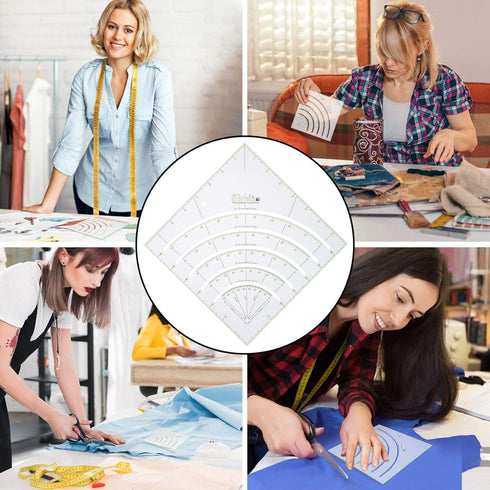 Comforter Quilting Ruler Acrylic Arcs and Fans Circle Cutter Quilter Ruler Tailor Ruler Patchwork Ruler Sewing Ruler for Fabric DIY Craft Scale Ru...