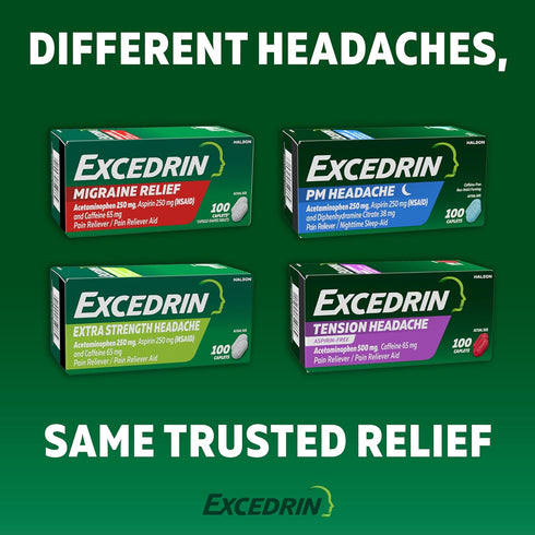Excedrin PM Sleep Aid with Headache Relief Caplets for Nighttime Headaches and Sleeplessness - 100 Count...