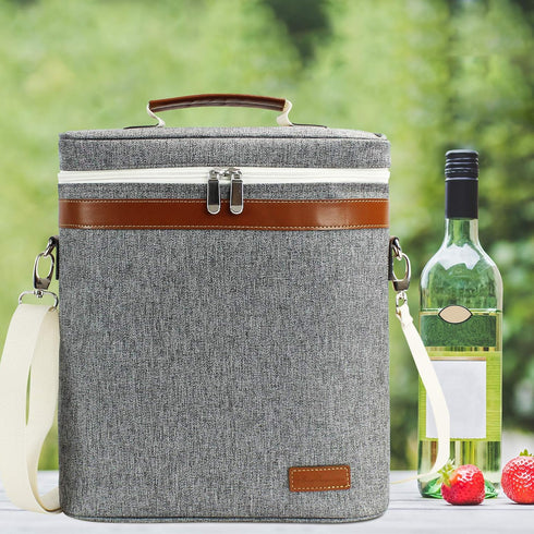 3 Bottle Insulated Wine Tote Carrier Bag, Portable Travel Padded Wine Cooler - Corkscrew Opener, Handle and Adjustable Shoulder Strap, Wine Lover ...