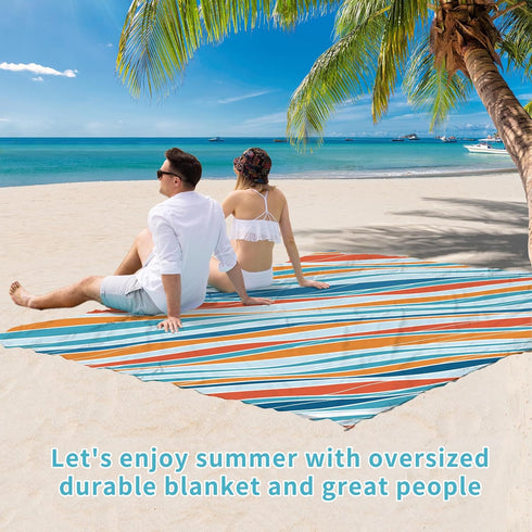 BYDOLL Beach Blanket Sandproof Waterproof 78''×81''1-4 Adults Compact Lightweight Oversized Beach Blanket Large Picnic Mat Beach Blanket for Trave...