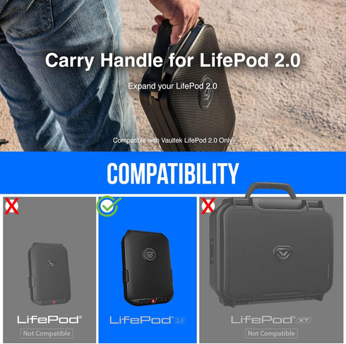 VAULTEK LifePod 2.0 Secure Waterproof Travel Case Rugged Electronic Lock Box Travel Organizer Portable Handgun Case with Backlit Keypad (Carry Han...