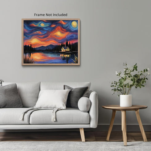 Posterizer 1 pcs- quaint old village-building in nature-night sky 9-Landscape & Nature Art-Floral Botanical Art- Decor for Home & Office- unframed...