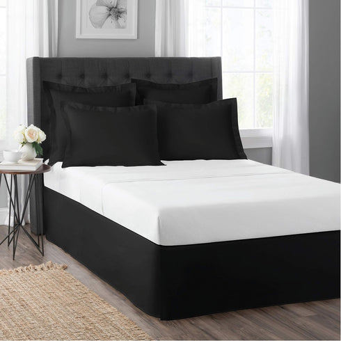 TODAY'S HOME Classic Tailored Bed Skirt Dust Ruffle, Microfiber, 14" Drop Length, King, Black...