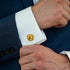 Yellow Zircon Gemstone Cufflinks for Men Lady In Gift Case 14K Gold Plated Square Men's Cufflinks Jewelry Set for Wedding Anniversary Business Par...
