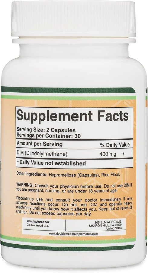DIM Supplement for Women and Men (Diindolylmethane Estrogen Blocking Supplement, Hormonal Acne Treatment, Hormone Balance for Women) 400mg Serving...