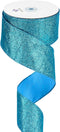 MEEDEE Blue Glitter Ribbon Blue Wired Ribbon 2.5 Inch Metallic Ribbon by 25 Yards Turquoise Ribbon Blue Christmas Ribbon Light Blue Ribbon for Chr...