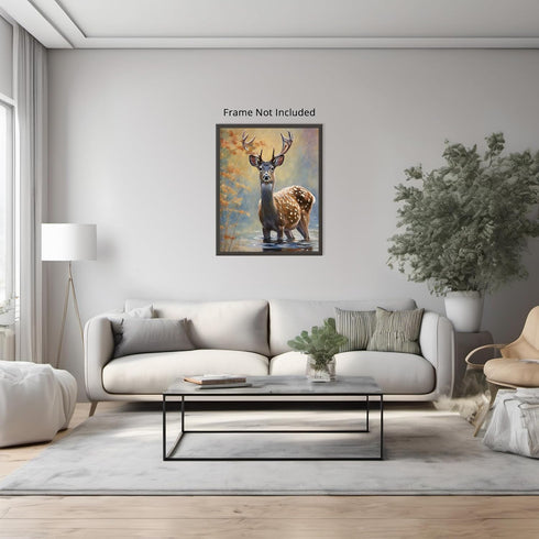 Posterizer 1 pcs- Pretty deer standing in water print-Art for Animal Lovers- Gift for Men Women Entrepreneur Teens-Living Room Bedroom Decor- unfr...