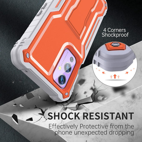 FITO OnePlus 9 Case, Dual Layer Shockproof Heavy Duty Case for OnePlus 9 Phone with Screen Protector, Built-in Kickstand (Orange)...