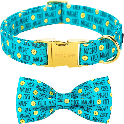 ARING PET Easter Dog Collar-Adorable Chick Dog Collar with Bow, Adjustable Bowtie Dog Collar Pet Collars with Metal Buckle...