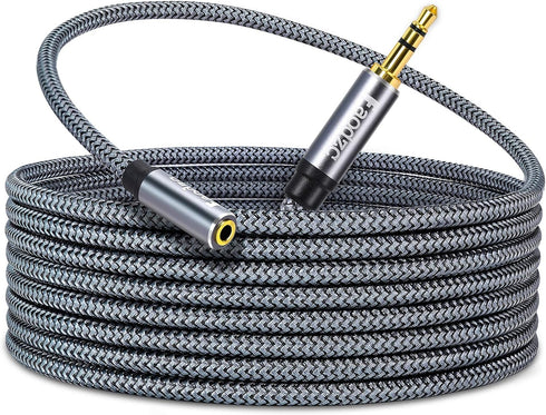 25ft 3.5mm Male to Female Stereo Audio Extension Cord,Faodzc Braided 3.5 mm Headphone Extension Cable Double Shielding 1/8 Aux Extension Compatibl...