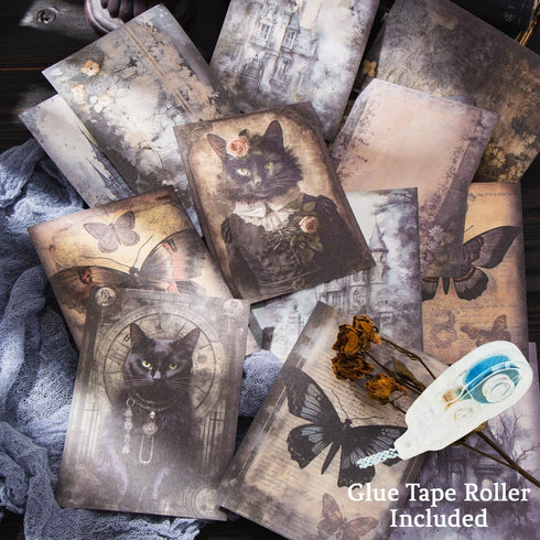 180Pcs Dark Fantasy Scrapbook Paper, Vintage Gothic Journal Ephemera Pack, Junk Journal Supplies for Scrapbooking Kit, with Glue Tape...