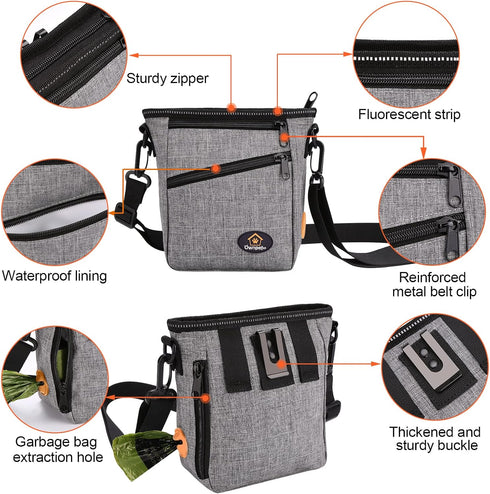Ownpets Dog Training Pouch, Pet Treat Training Pouch with Collapsible Bowl, Shoulder Strap & Waist Strap, 4 Ways to Wear, Practical Training Bag f...