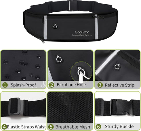 Fanny Packs, Running Belt Pack with Water Bottle, Waist Pack Bag for Men and Women, Lightweight Runners Belt Bag, Phone Holder Money Belt for Trav...