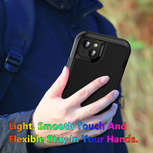 MXX Heavy Duty Case for iPhone 15 Plus, with Tempered Glass Screen Protector, Camera Lens Protector 3-Layer Full Body Protection Cover Shockproof ...
