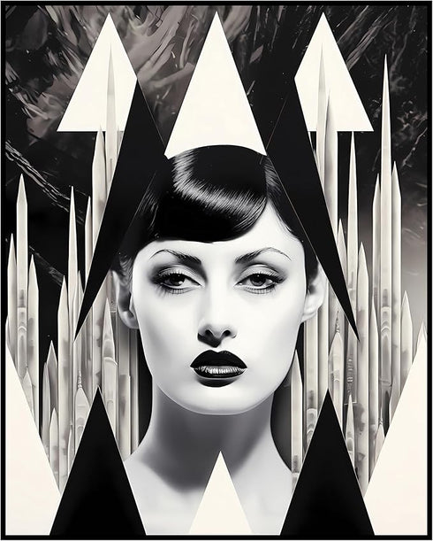 Posterizer 1 pcs-black and white collage with goth vintage woman-Retro Art-Abstract & Modern Art-Gift for Art Lovers- UNFRAMED Wall Art...