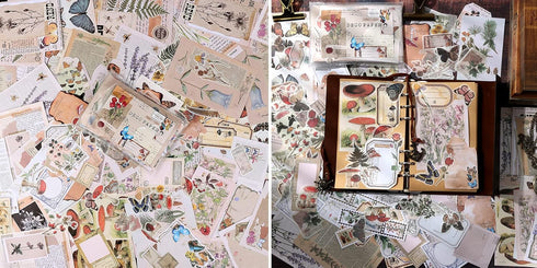Draupnir 200pcs Vintage Junk Journal Supplies,Scrapbook Supplies Scrapbooking Paper and Stickers Ephemera for Art Aesthetic Journaling Kit Collage...