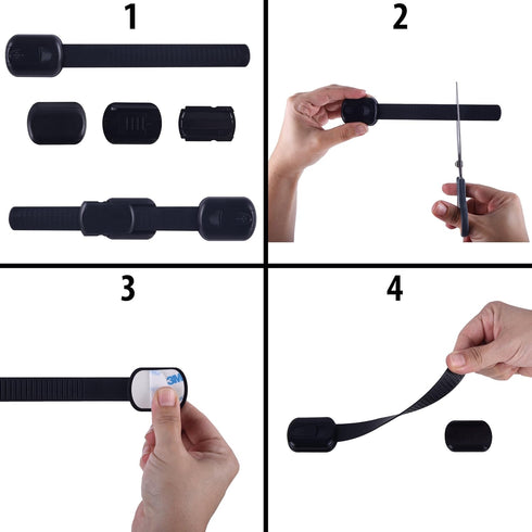 Child Proof Safety Locks - Baby Proofing Cabinet Lock with 6 Extra 3M Adhesives - Adjustable Strap Latches to Cabinets,Drawers,Cupboard,Oven,Fridg...