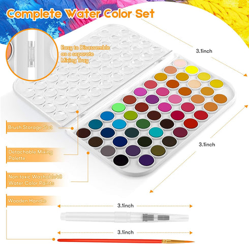 Taotree Watercolor Paint Set, 48-Color Watercolors Cake & a Brush a Refillable Water Brush Pen, Painting Supplies Gifts Trendy Stuff, Easter Baske...