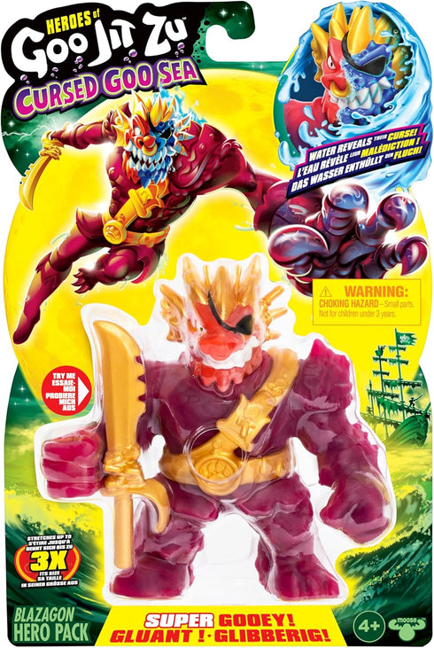 Heroes of Goo Jit Zu Cursed Goo Sea | Super Gooey, Goo Filled Toy Blazagon Action Figure Hero Pack | with Color Changing Face That Reveals His Cur...