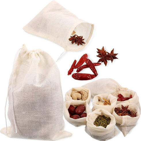 Boao 24 Pieces Spice Bags for Cooking Cheesecloth Bags for Straining Reusable Empty Tea Bags Drawstring Soup Bags Muslin Bags (3 x 4 Inch)...