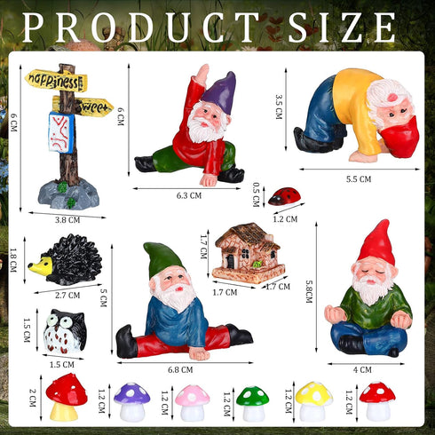 Jetec Gnomes Fairy Resin Statues Miniature Garden Accessories Mini Dwarf Figurine Fairy Miniature Ornament DIY Kit Micro Landscape Ornaments for O...