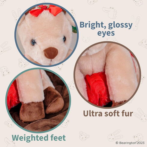 Bearington Dazzling Dancer Ballerina Plush, 13 Inch Stuffed Reindeer, Christmas Stuffed Animal...