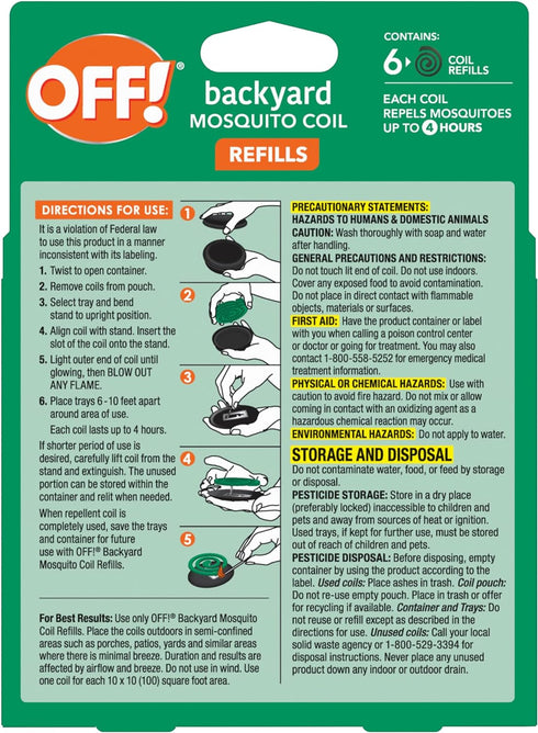 OFF! Backyard Mosquito Repellent Coil Refills, Perfect for Outdoor Patios Country Fresh Scent, 6 Count...