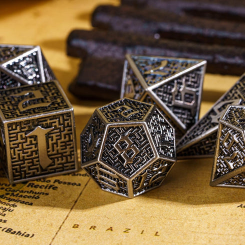 UDIXI Metal DND Dice 7PCS Polyhedral Dice Set D&D Metal MTG Dice Ancient Silver for RPG Dungeons and Dragons Role Playing Games...